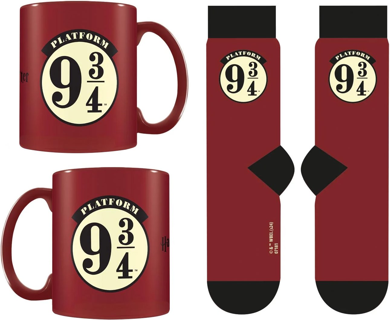Harry Potter - Tasse/Socken-Set, Bahnsteig 9 3/4 (Weinrot)