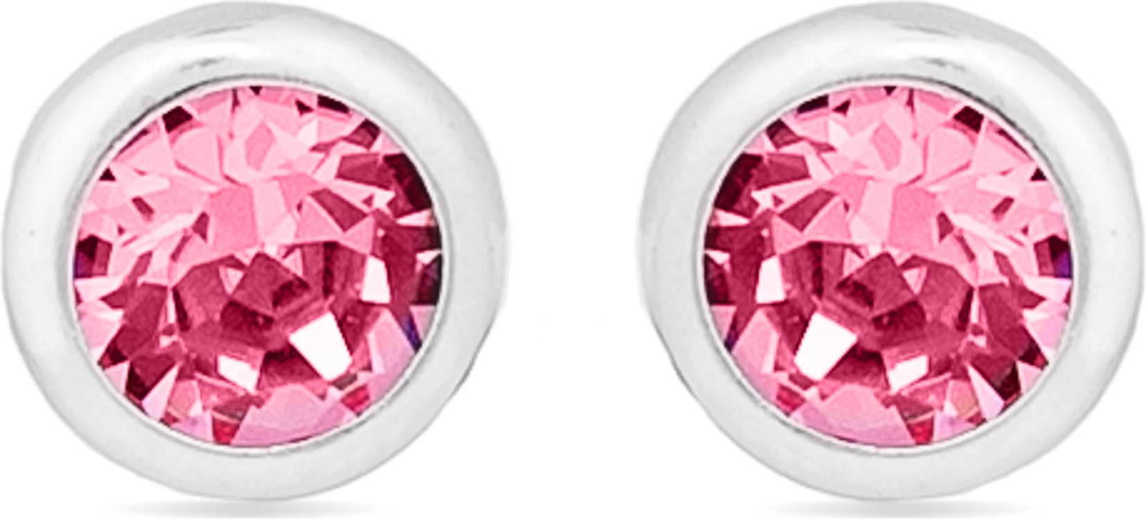 Luxenter essentieller Ohrring aus 925er Sterlingsilber und rosa Zirkonia mit rhodinierter Oberfläche