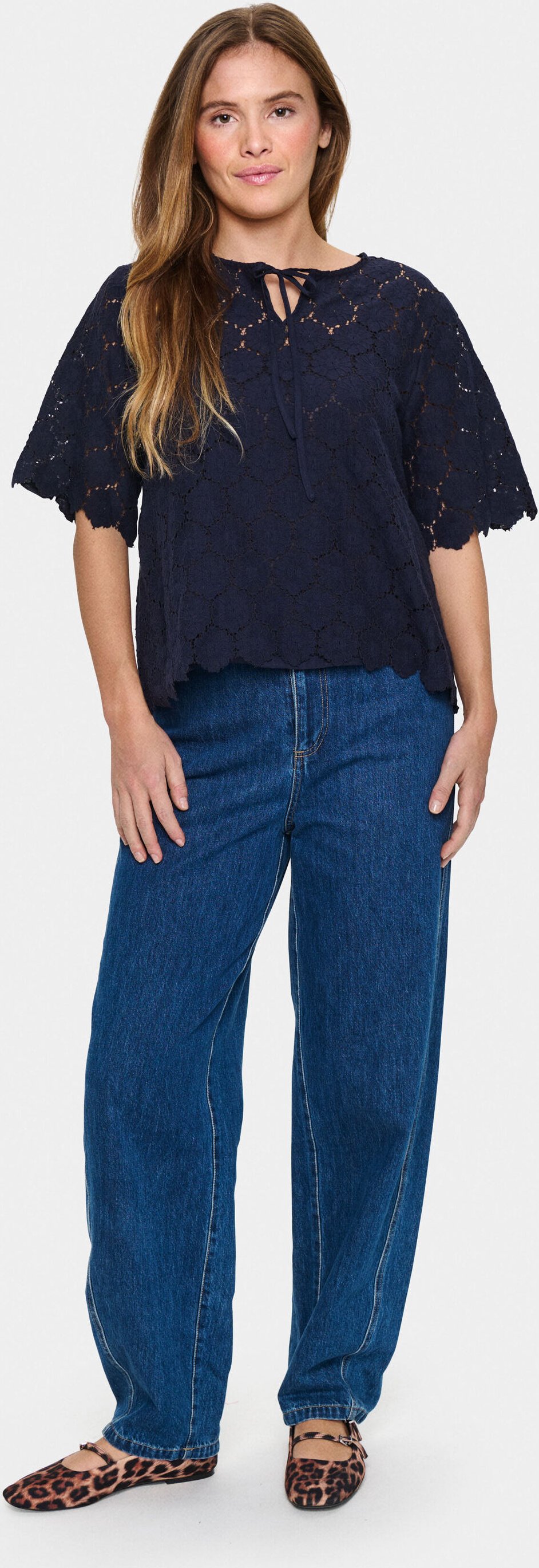 Kurzarm-Bluse Lockere Passform Baritone Blue dark blue