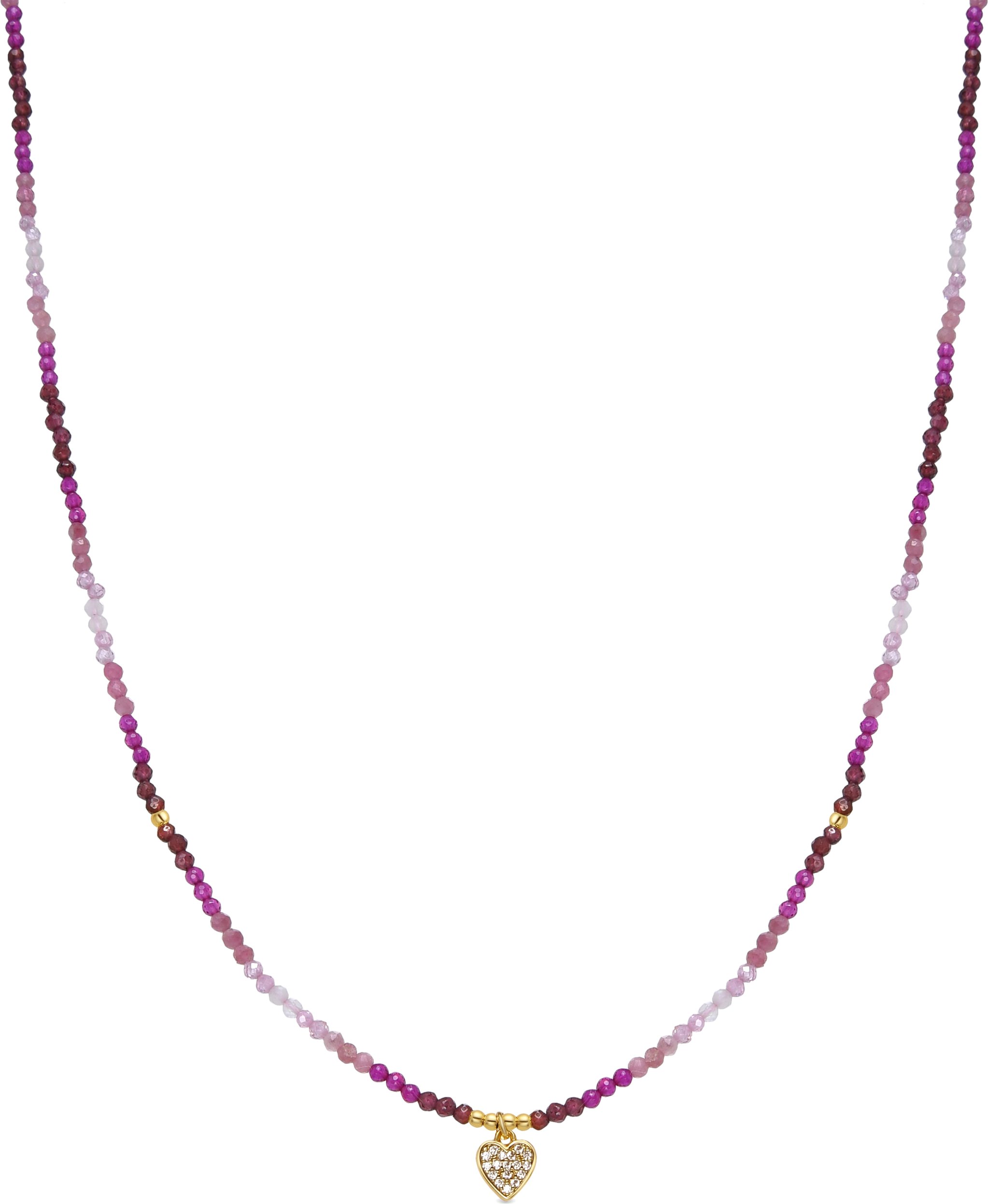 Luxenter Halskette aus 925er Sterlingsilber und Rosenkristall in 18k Gelbgold - Herz