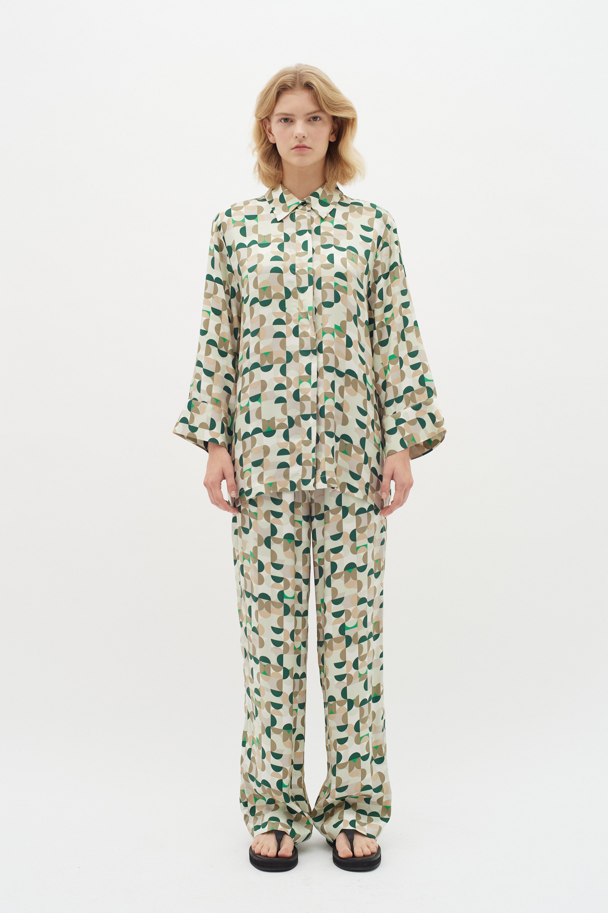 Casual Hose Straight fit Green Geometrics green