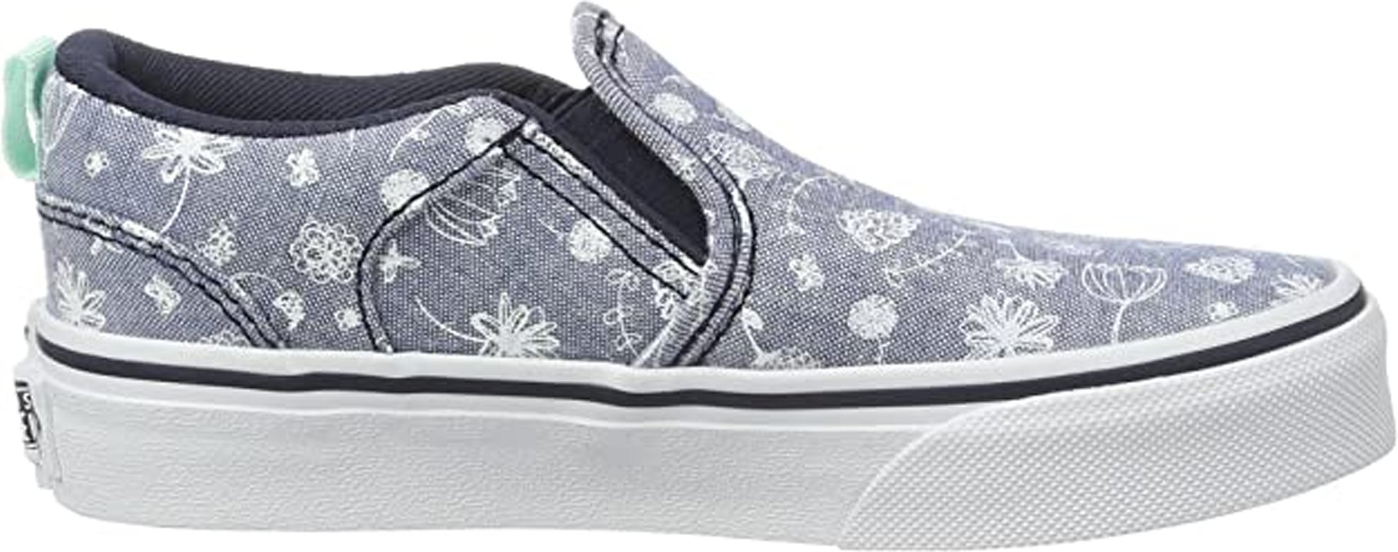 Vans Asher Low Top Slip-on Blue Canvas Womens Plimsolls 38dsmo2
