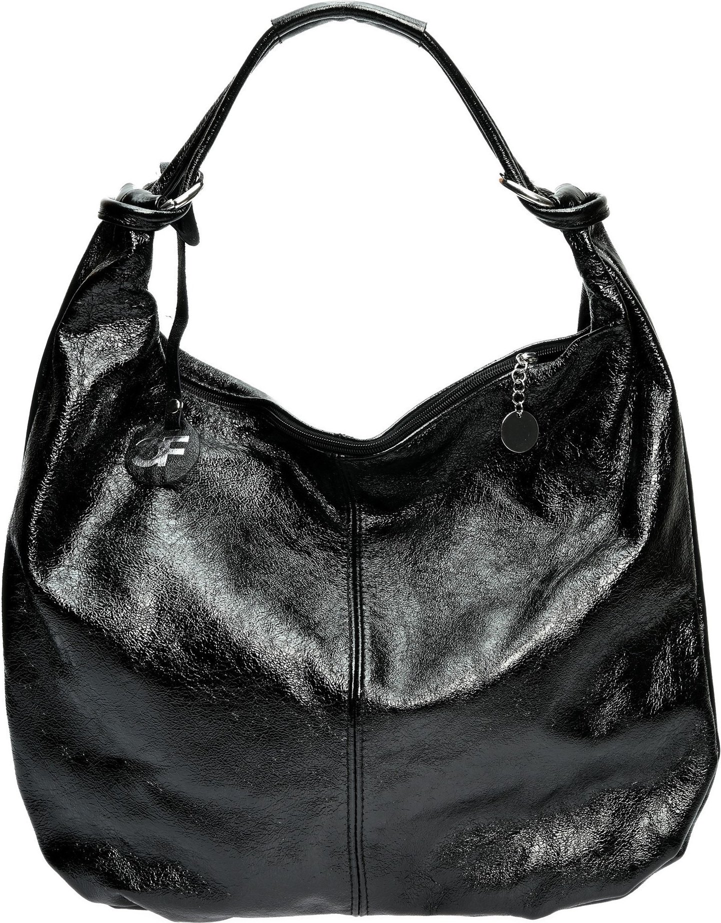 Carla Ferreri Schwarze Lederhandtasche
