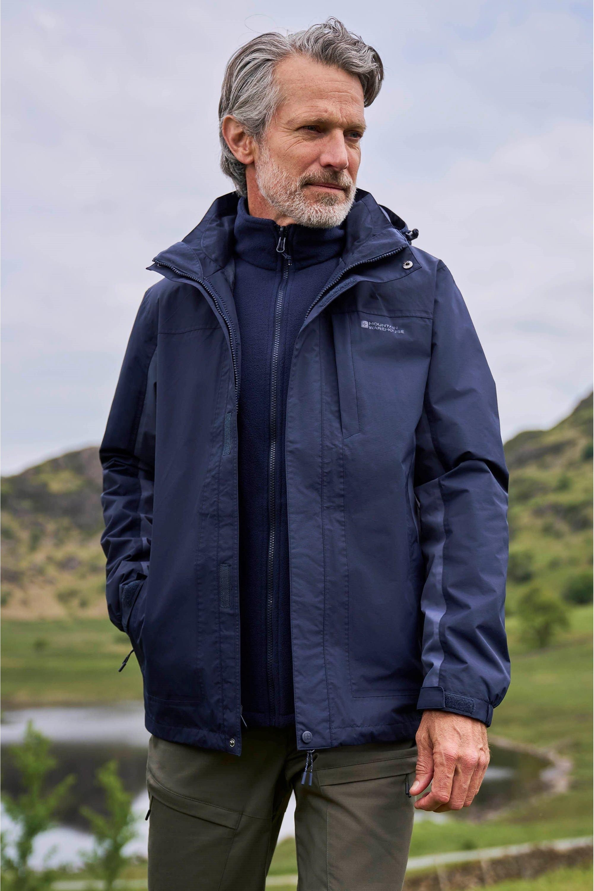 Thumbnail - Mountain Warehouse - "Thunderstorm" Jacke, wasserfest 3 in 1 für Herren (Dunkelblau)