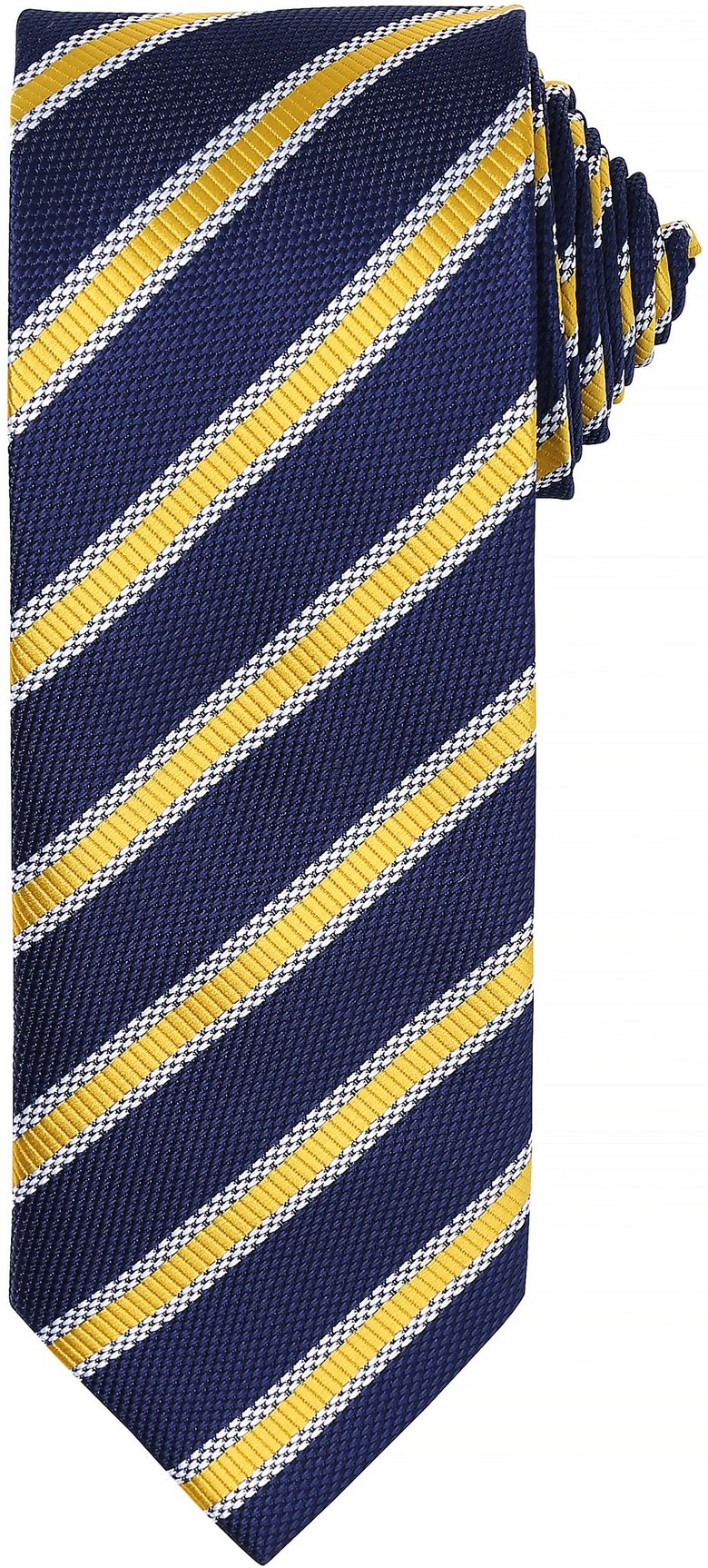 Premier Mens Waffle Stripe Formal Business Tie (Marine/Gold)