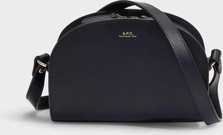 Halbmondtasche Mini Schwarz aus glattem Kalbsleder