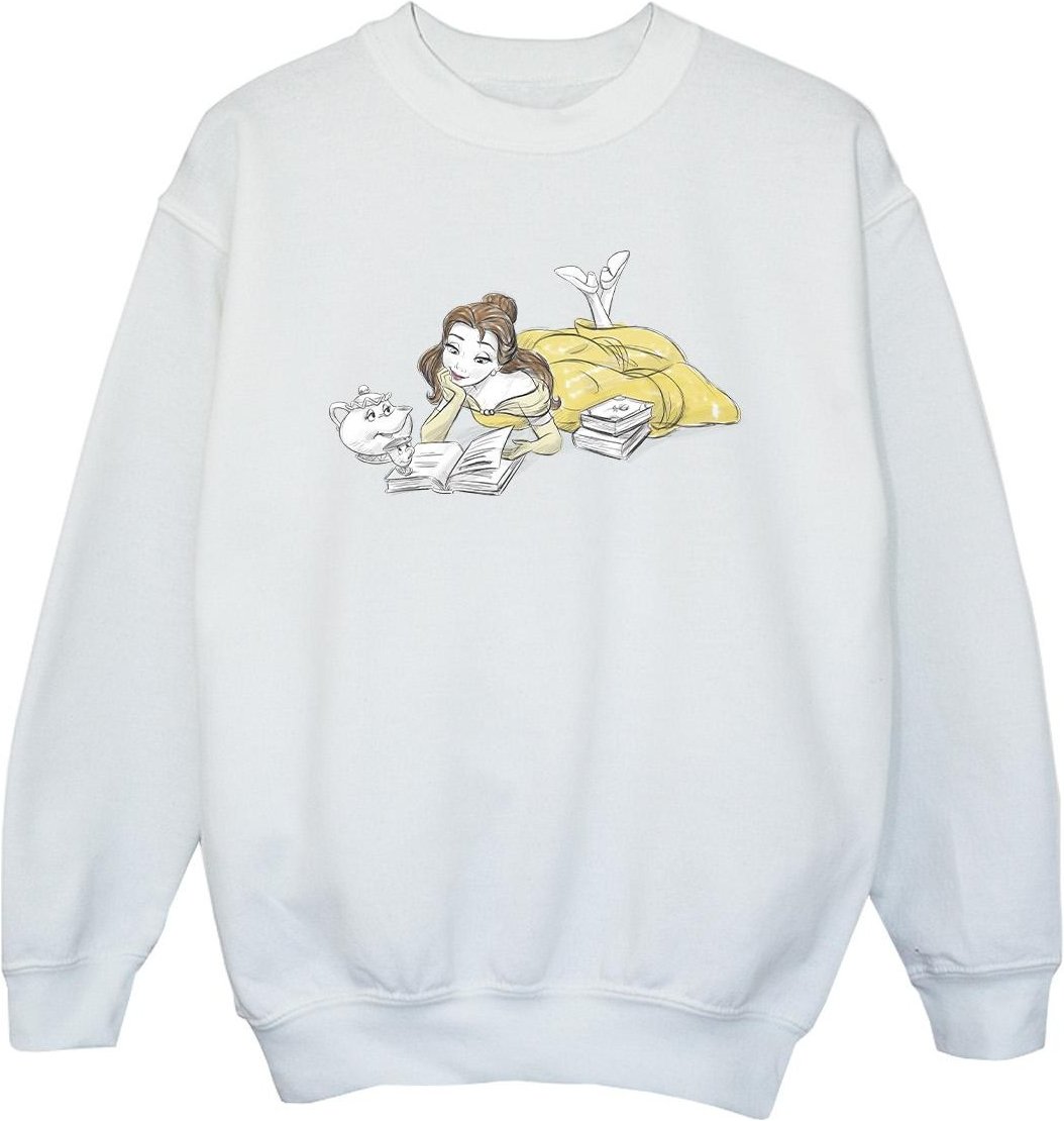 Disney - "Beauty And The Beast Belle Reading" Sweatshirt für Mädchen (Weiß)