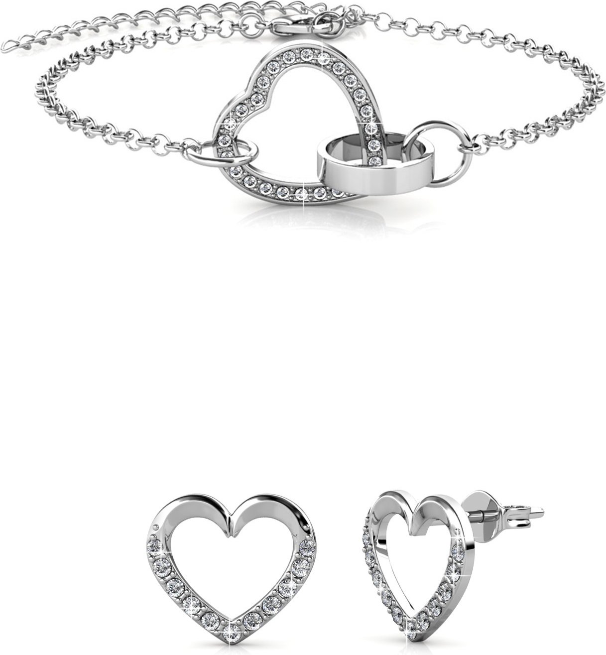 Locked Heart Lovett Sets - Silber und Kristall