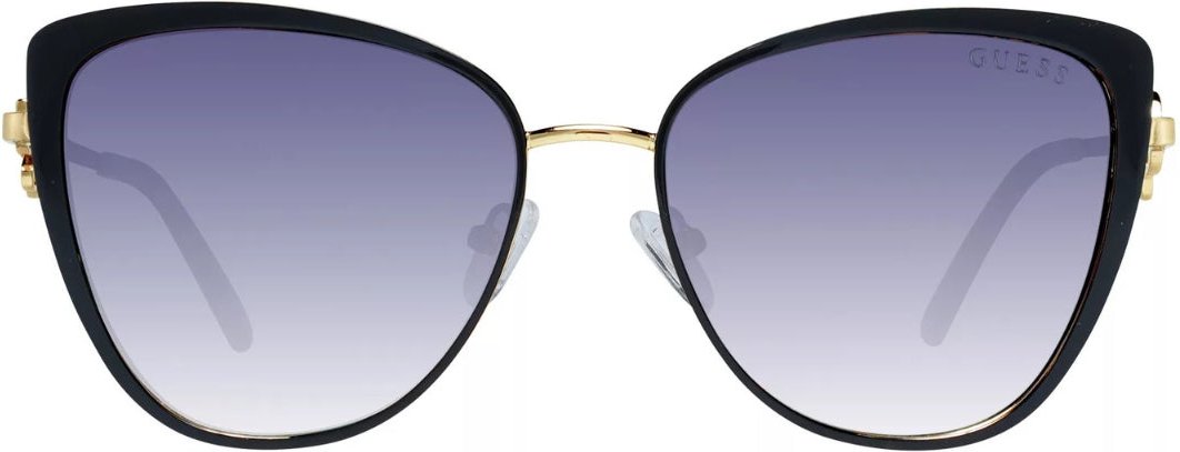 Guess – Sonnenbrille mit glänzendem schwarzen Rahmen und goldenen Beinen