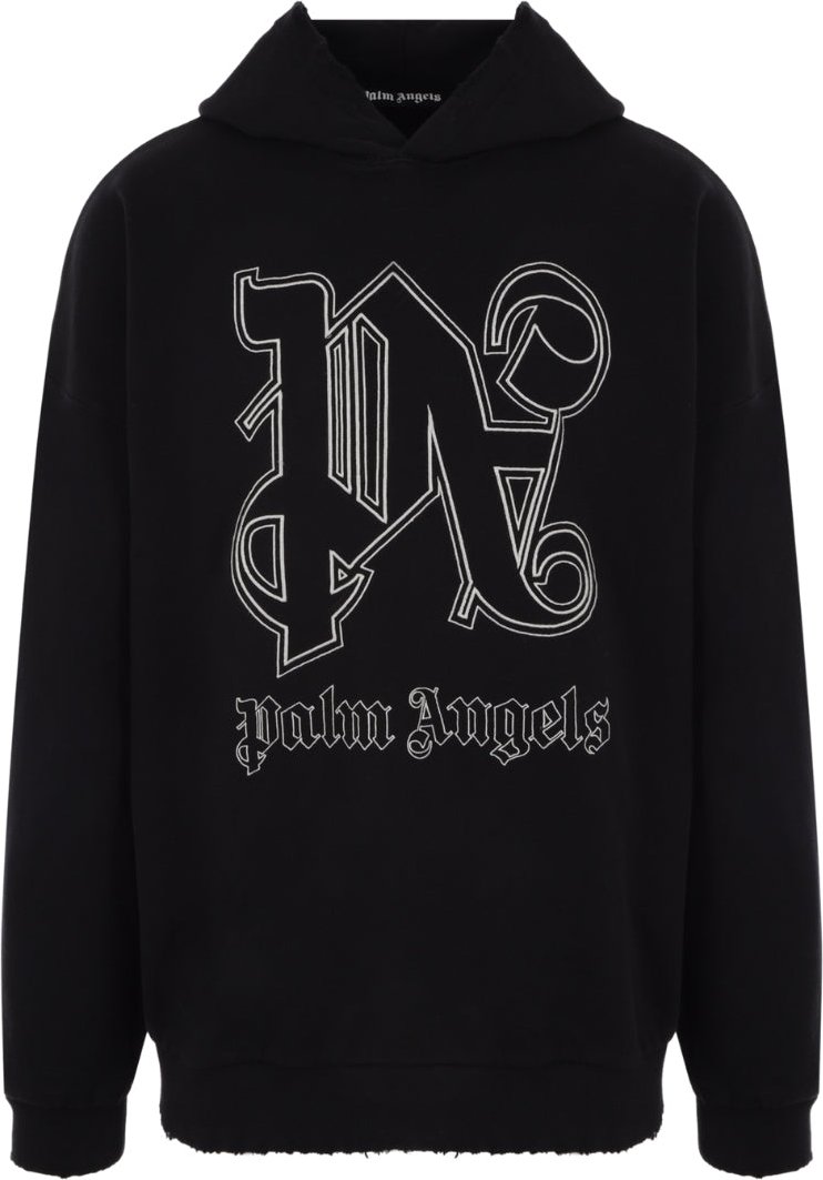 Schwarzer Kapuzenpullover mit Monogramm-Statement-Logo von Palm Angels