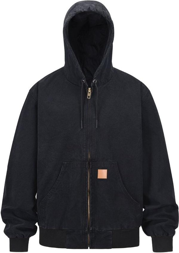 Herren Zip-Up Gewaschene Kapuzenjacke