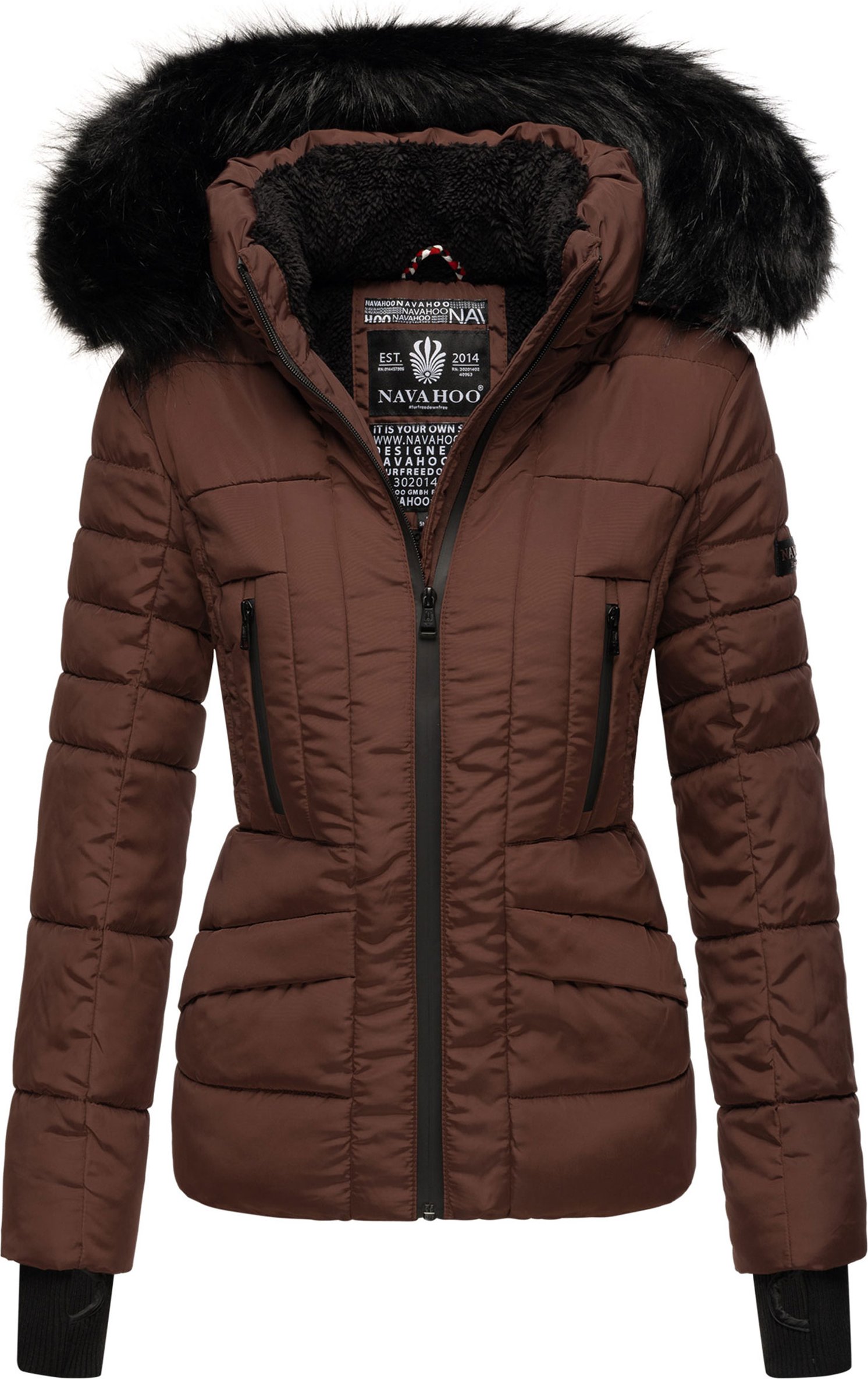 Navahoo Damen Winterjacke Adele – Warm, Mit Teddyfellfutter & Abnehmbarem Kunstfellkragen