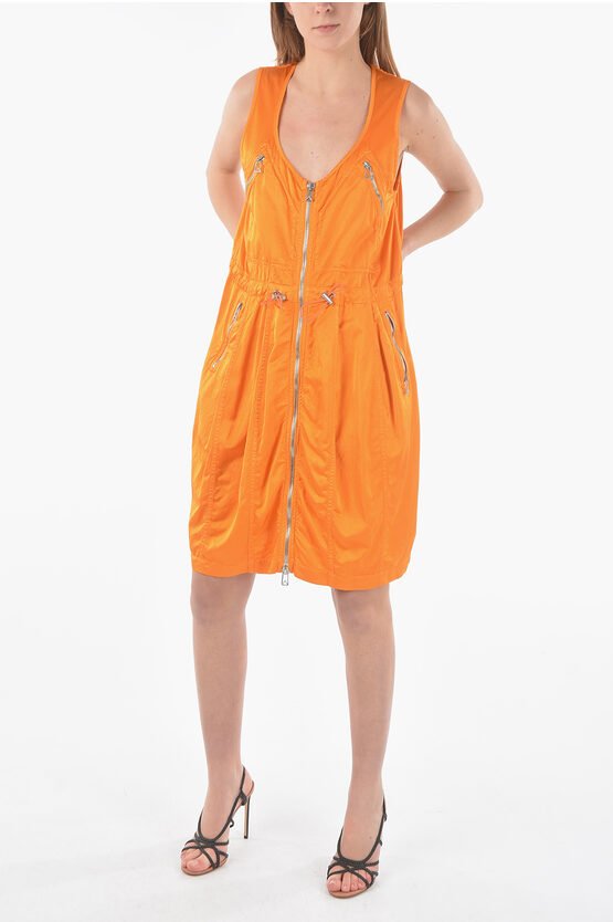 Mini-Utility-Kleid mit durchgehendem Reißverschluss in Orange