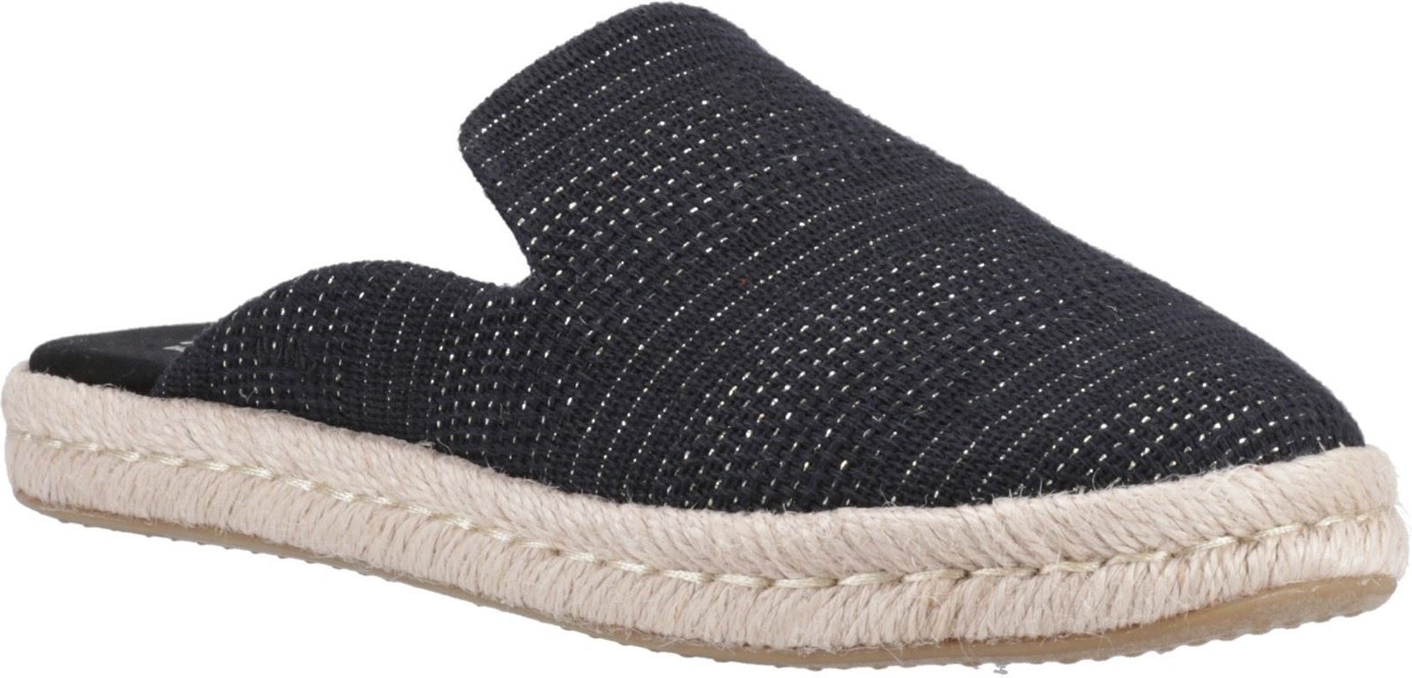 TOMS Santiago Mule Damen schwarze Metall-Pantoffeln