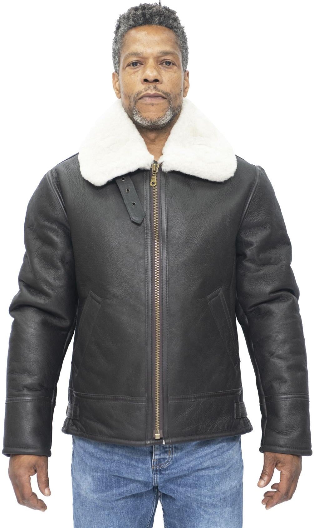 Herren B3 WW2 Flieger-Fliegerjacke aus Leder-Schaffell-Charleston