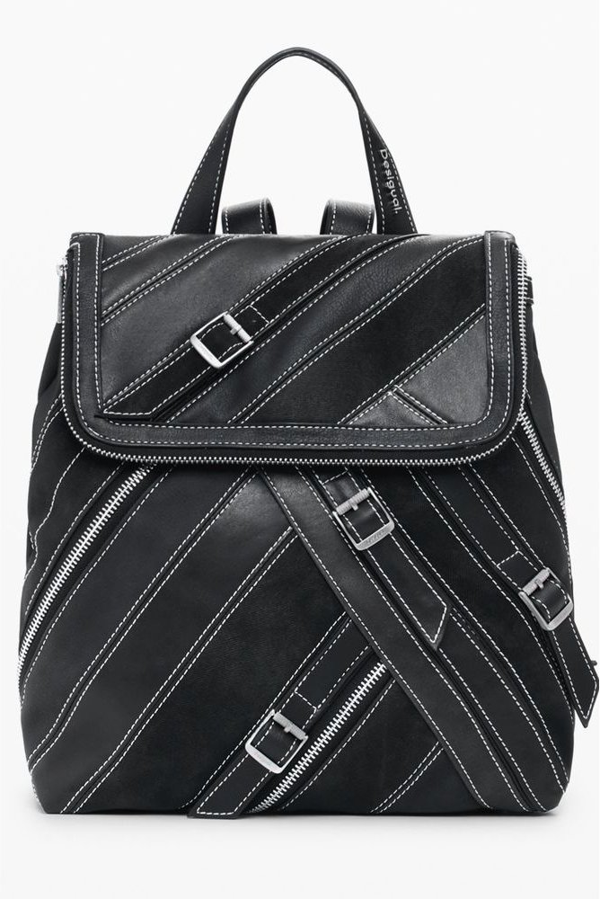 Thumbnail - Desigual Schwarzer Polyurethan Damenrucksack