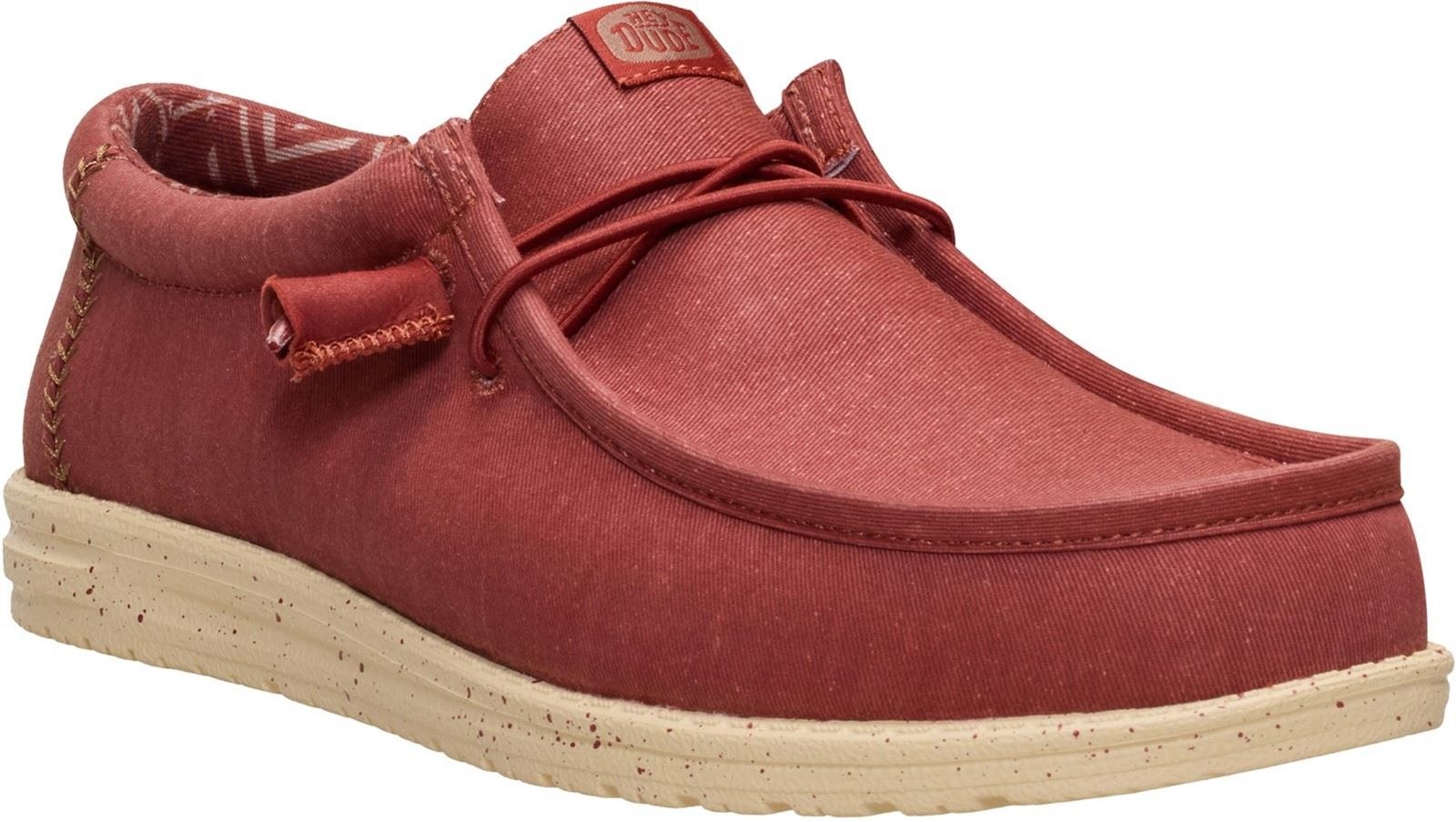 HEYDUDE Wally Stretch Canvas Textil Herren Slipper in Burnt Red/Boulder Tan