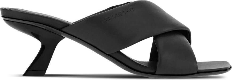 Schwarze Lammleder Crossover Slip-on Absätze