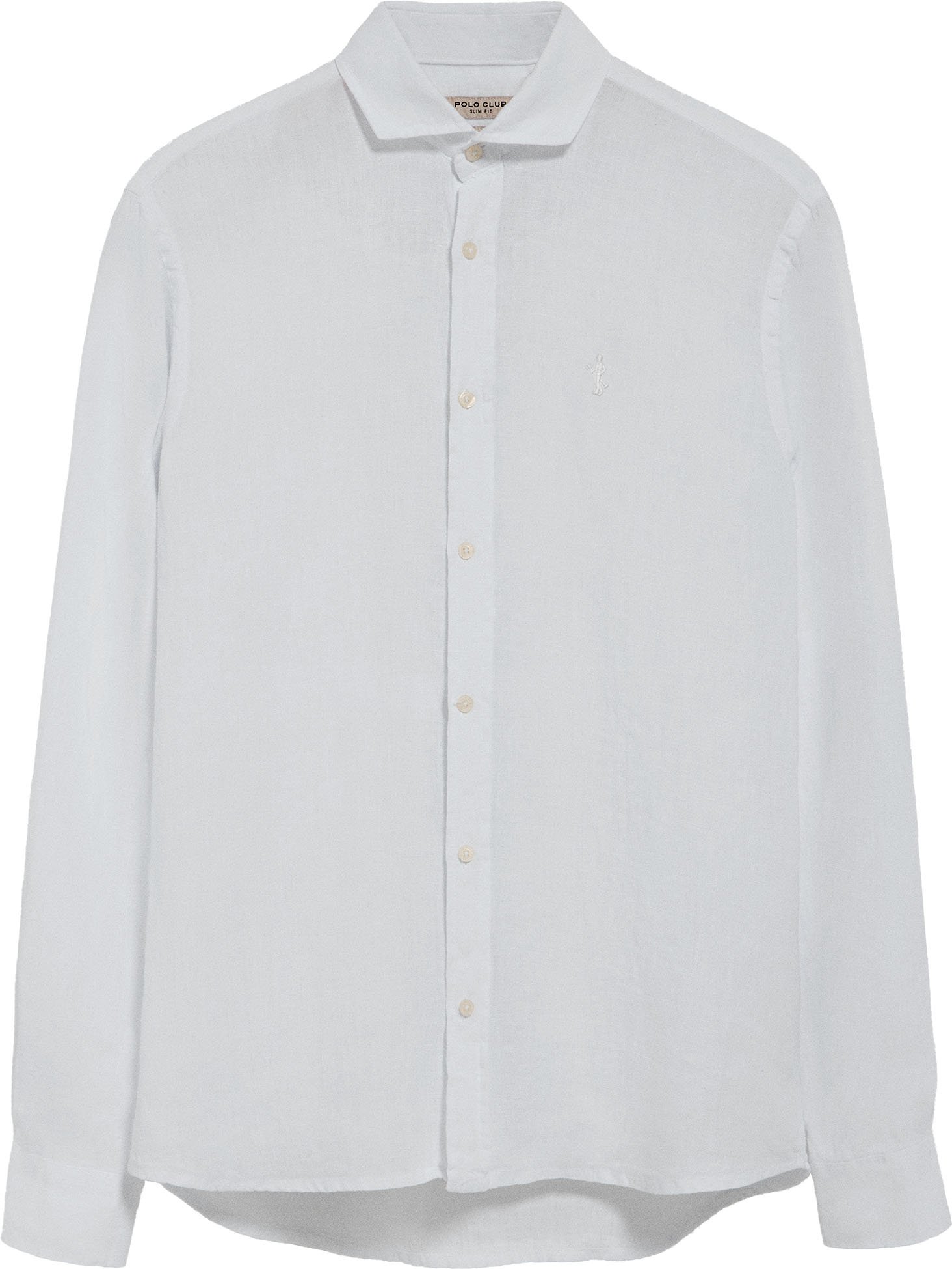 Leinenhemd Garment Dye weiß mit gesticktem Rigby Best-Logo