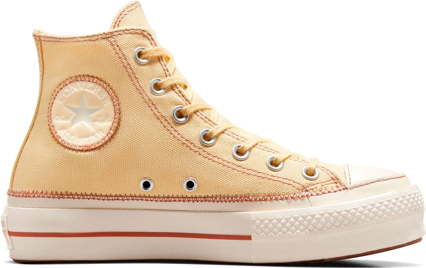 MODE SCHUHE FRAUEN CHUCK TAYLOR ALL STAR LIFT PLATTFORM KONTRASTNÄHTE BRAUN