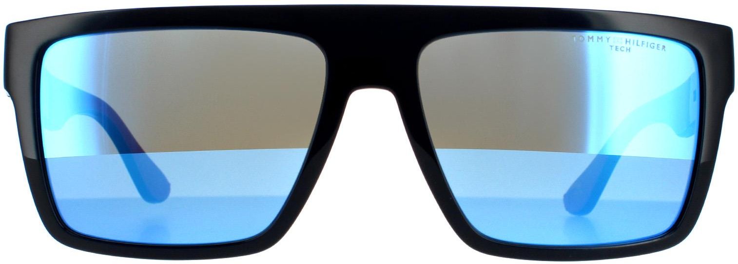 Tommy Hilfiger Rectangle Mens Matte Blue Blue Mirror Sonnenbrillen