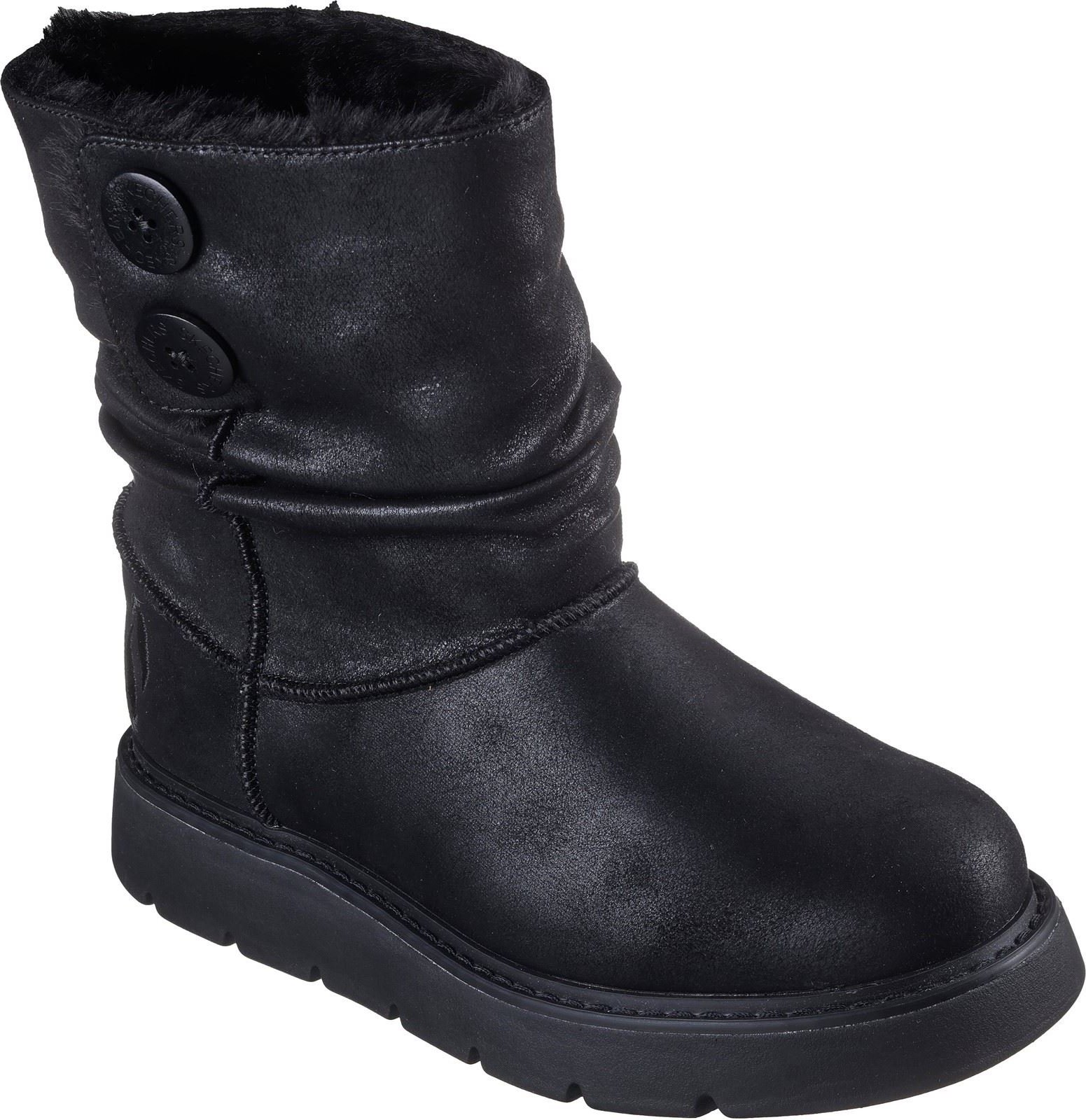 Skechers Keepsakes Lite Freezing Niedrige Textil-Winterstiefel für Damen in Schwarz