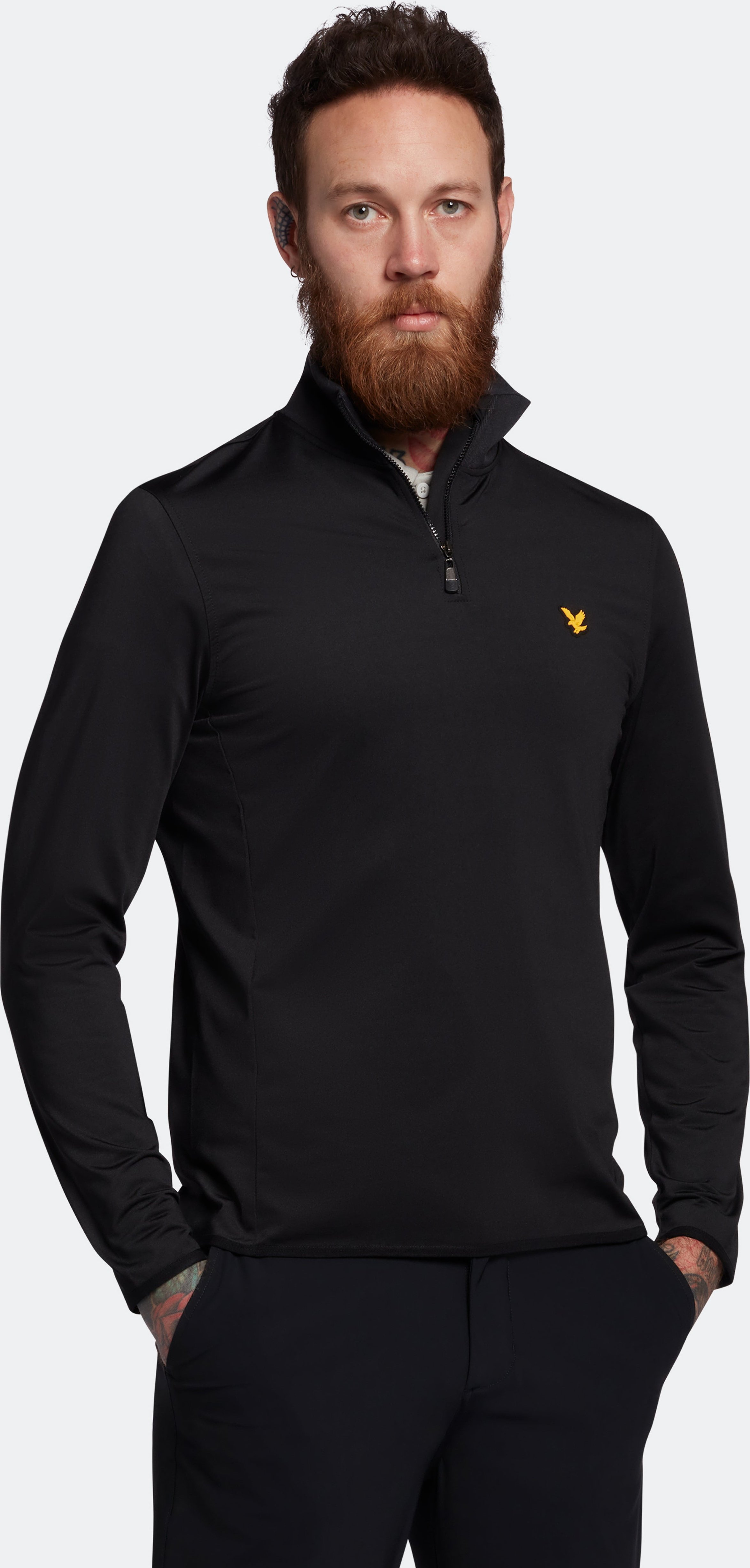 Lyle & Scott Golf Technical 1/4 Zip Midlayer in Schwarz