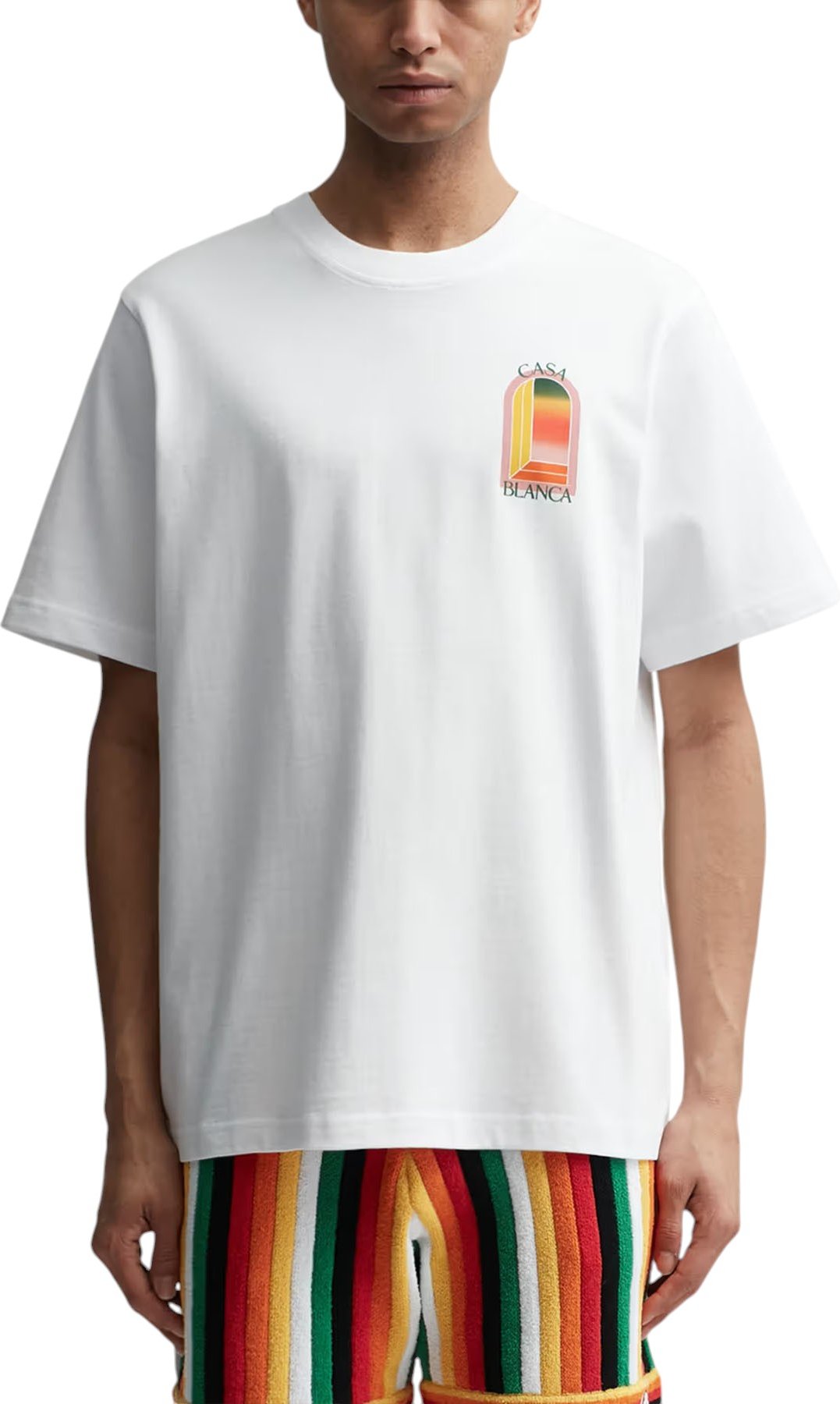 CASABLANCA Herren T-Shirts mit kurzen Ärmeln Rundhals Gradient Arch Logo Baumwolloberteile