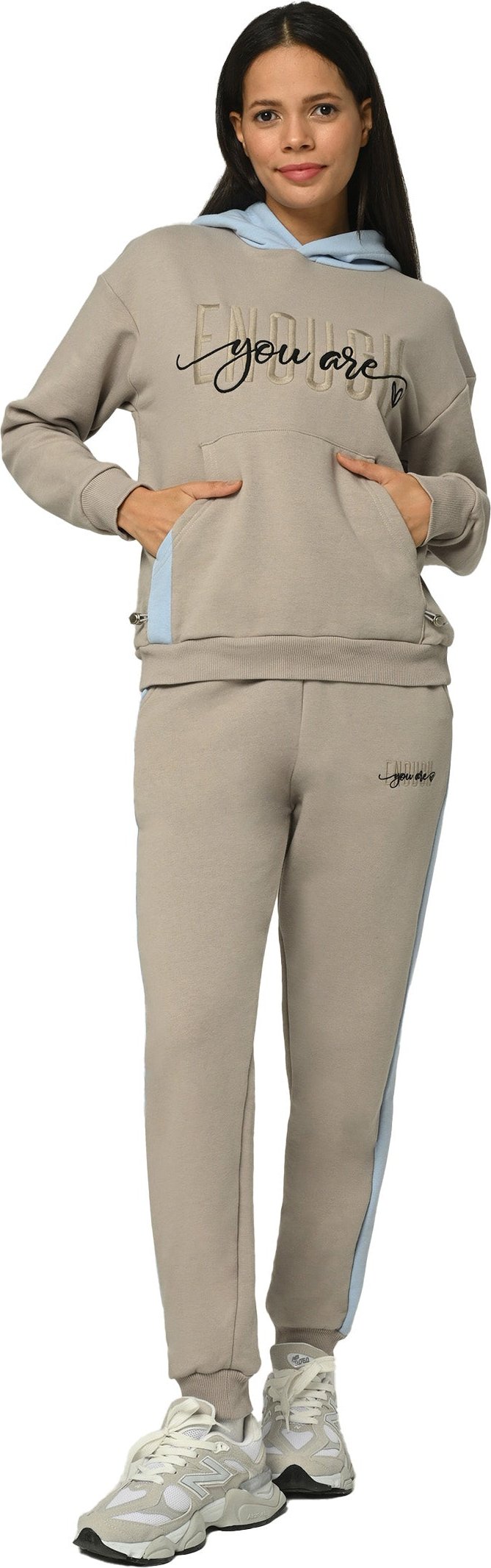 Tom Barron Damen-Trainingsanzug-Set mit You Are Enough-Stickerei