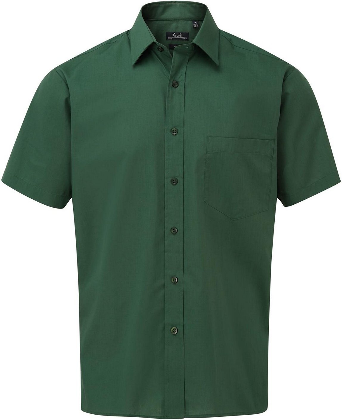 Premier Herren Popelin-Hemd, kurzärmlig (Flaschengrün)