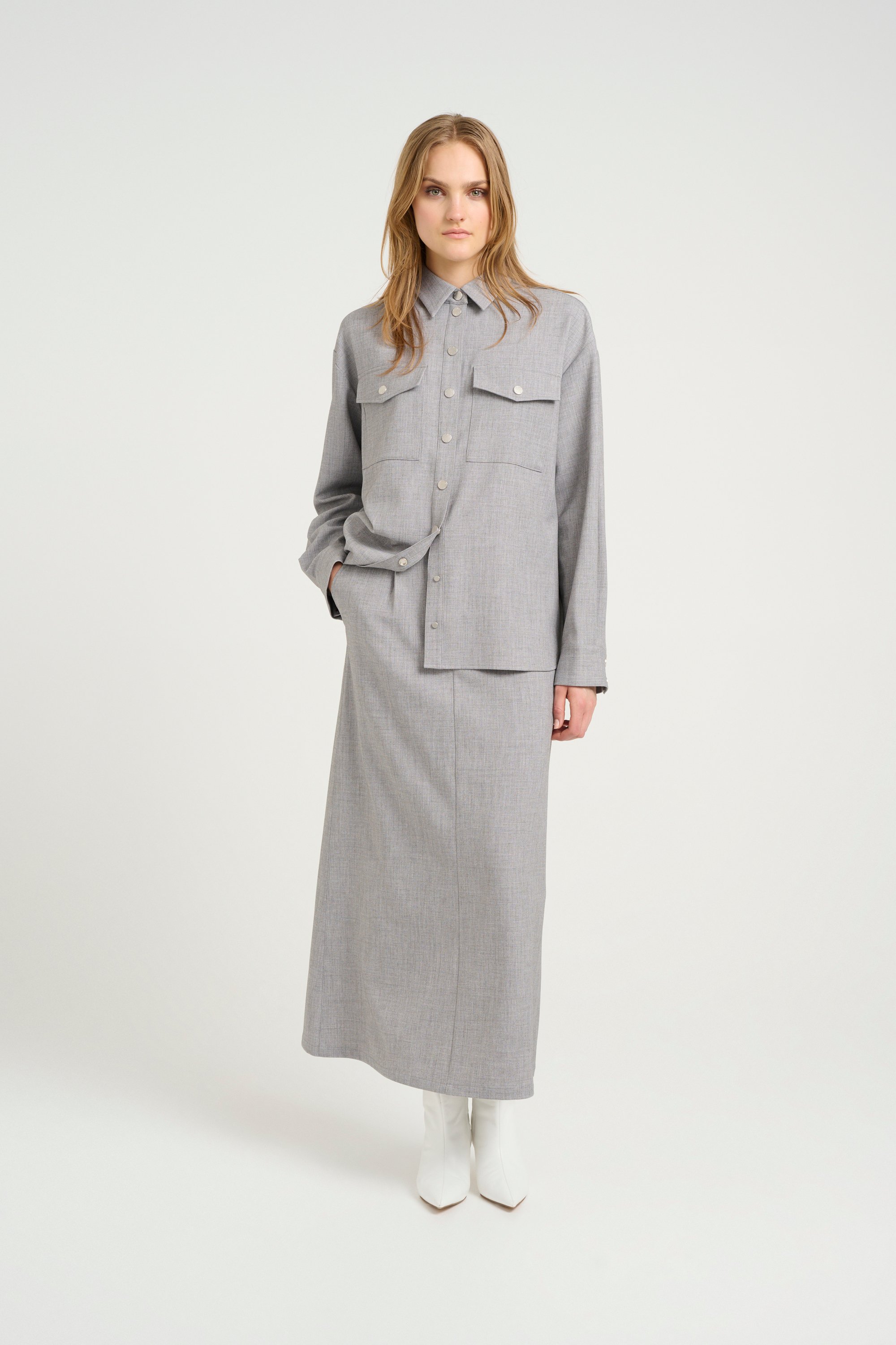 Langarm-Hemd Oversize fit grey