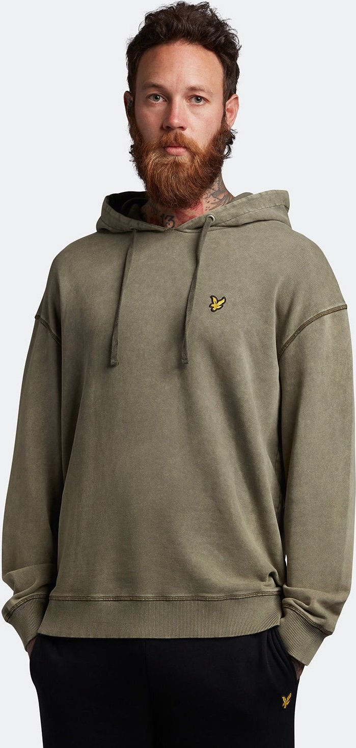 Lyle & Scott Gewaschener Hoodie in Olive