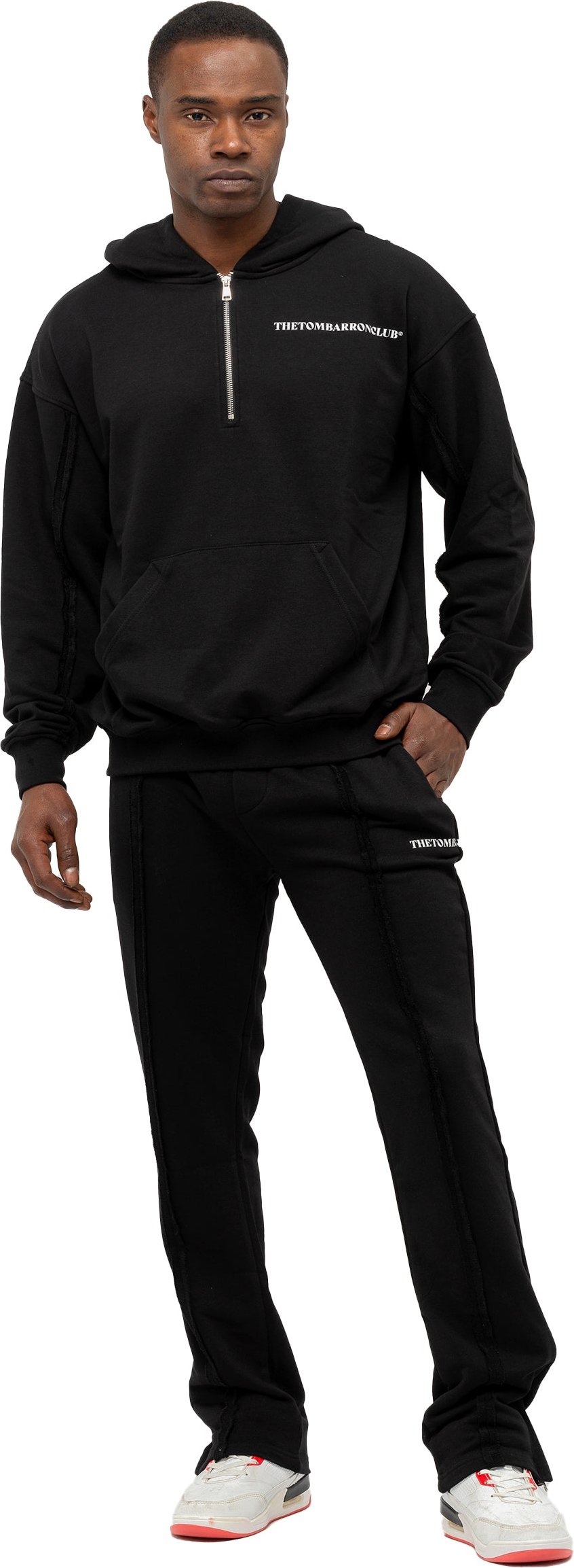 Tom Barron Herren-Trainingsanzug-Set mit Viertelreißverschluss, Oversize