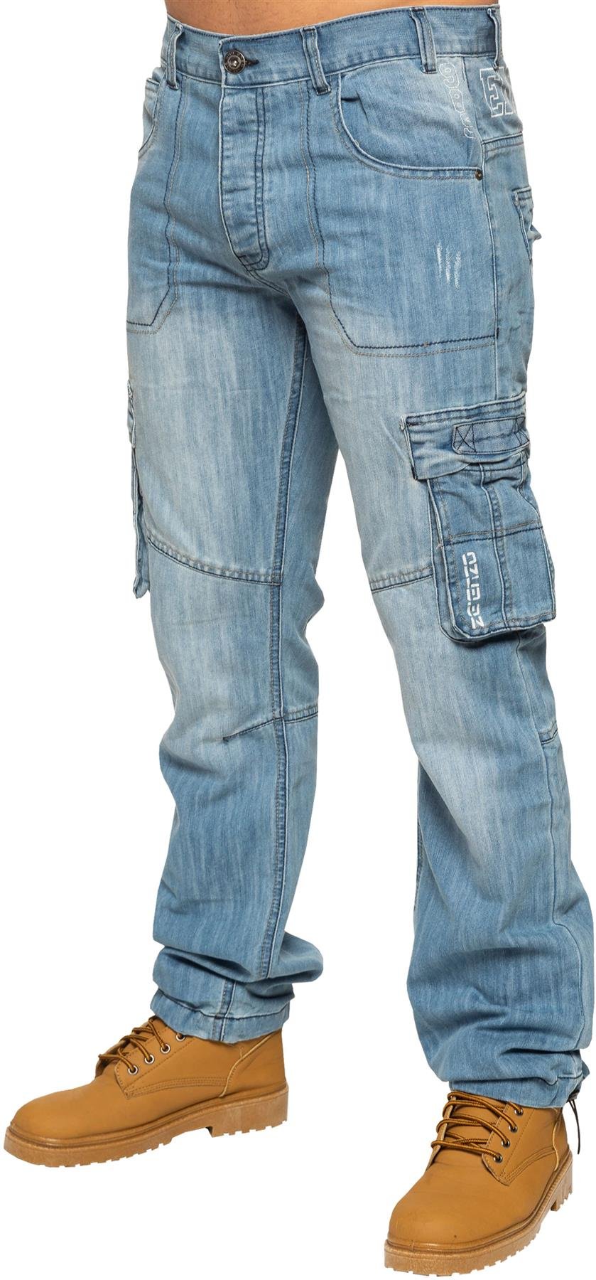 Enzo | Herren Combat Denim Jeans - Hellblau