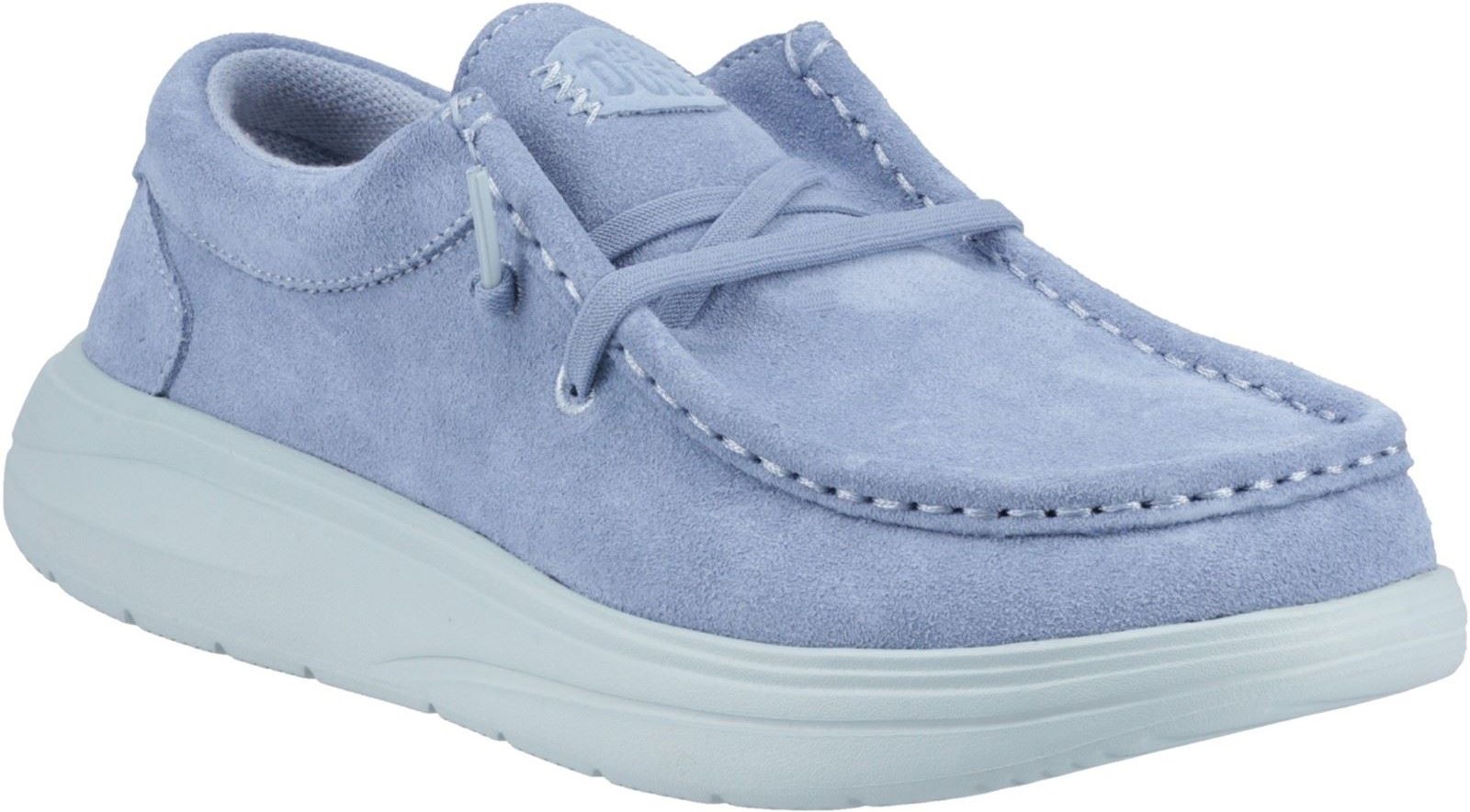 HEYDUDE Wendy COMF Wildleder Damen Mokassins Schuhe in Verwaschenem Denim/Cloud Blau