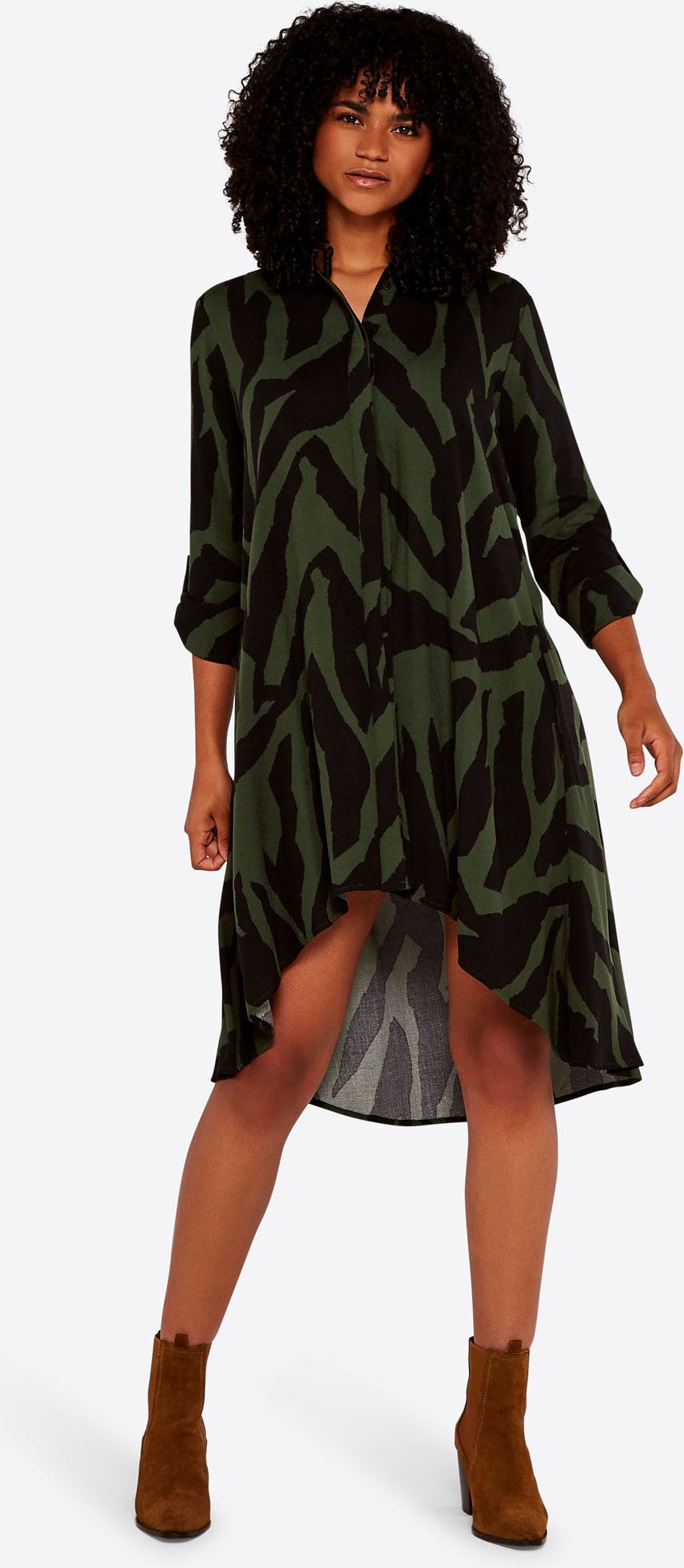 Apricot Hemdkleid mit Zebramuster