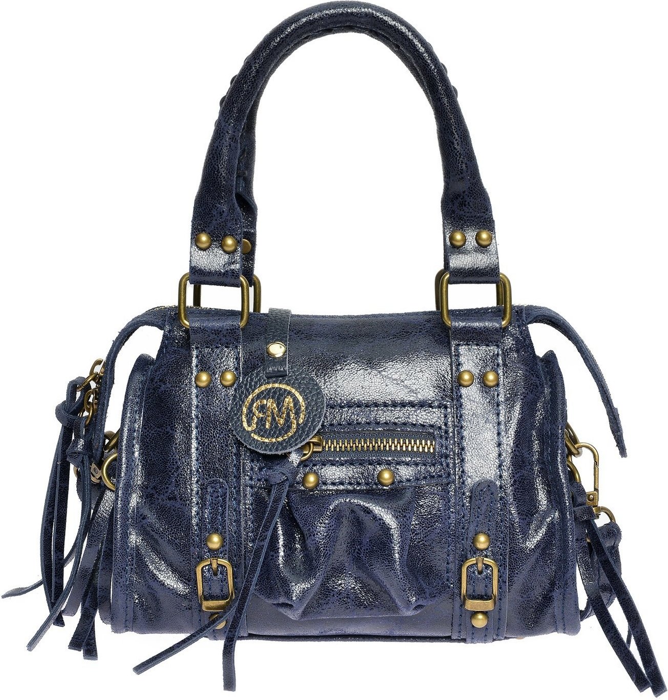 Roberta M Blaue Lederhandtasche