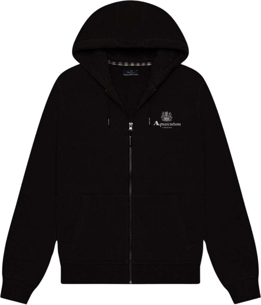 Aquascutum Herren Aktive Kleine Logo Vollzip-Hoodie (Schwarz)