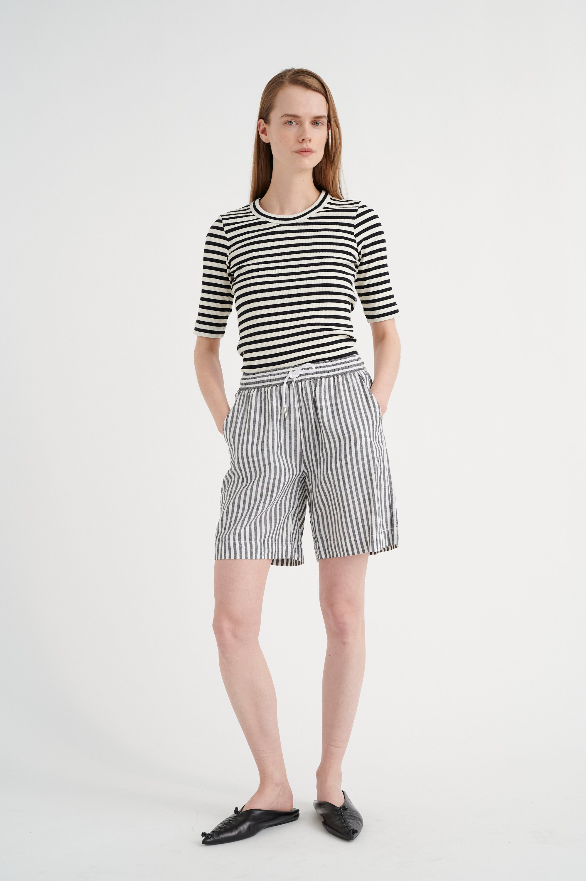 Jerseytop Slim fit Black / Whisper White black