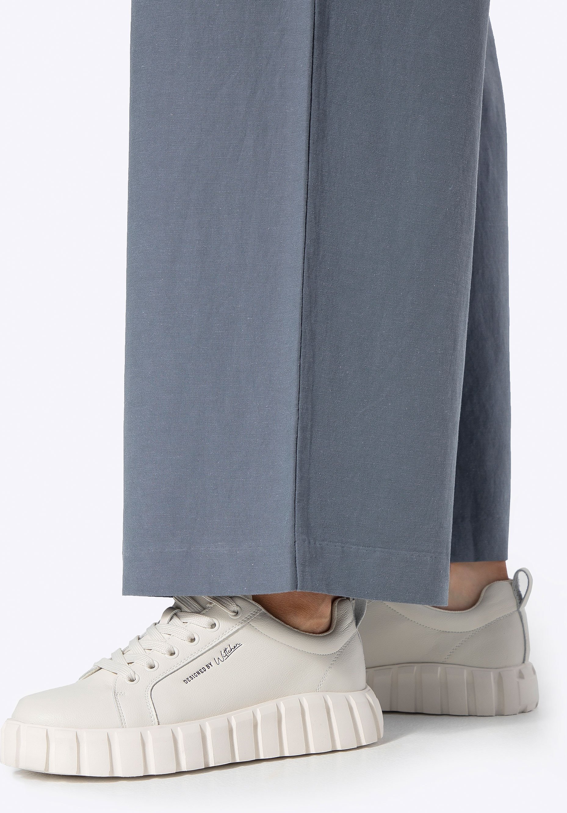 Wittchen Damen-Sneaker aus Leder mit hohem Plateau, Off-White, Echtleder