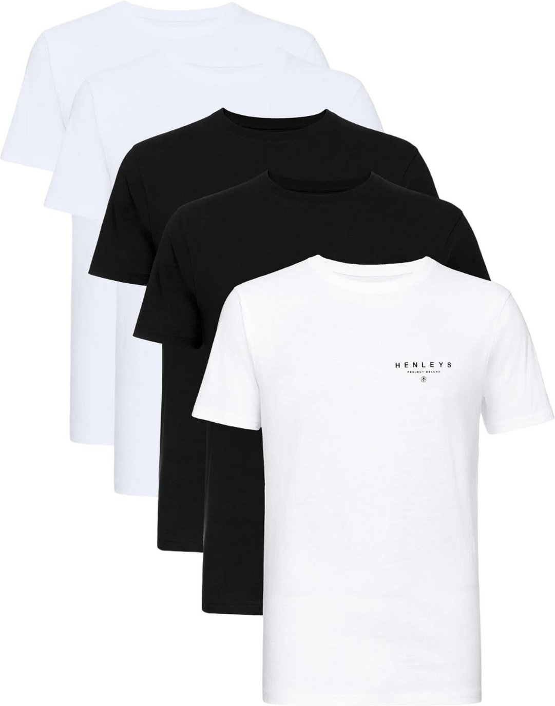Thumbnail - Henleys - "Hencinq A" T-Shirt für Herren(5er-Pack) (Weiß/Schwarz)