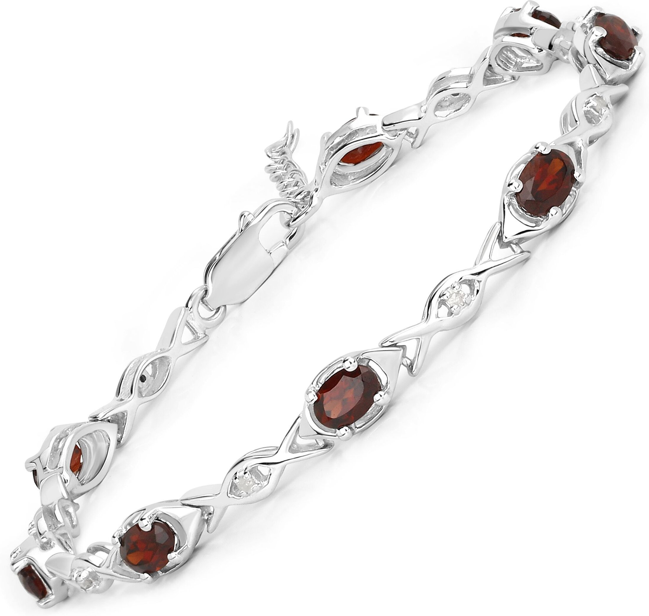 Vira Jewels Armband 925-Sterling Silber rhodiniert Glänzend Granat bordeaux