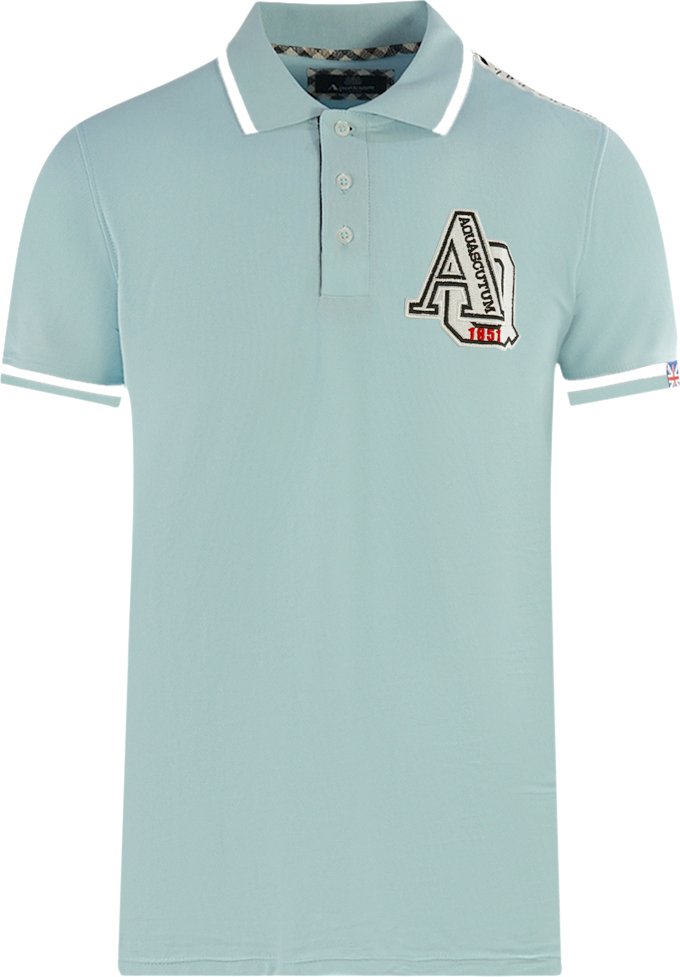 Aquascutum AQ 1851 Gesticktes Polohemd mit Spitze in Hellblau