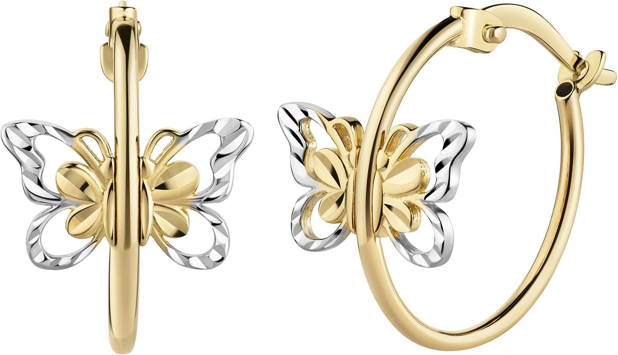 Fascination by Ellen K. Creolen 585/- Gelbgold bicolor Schmetterling