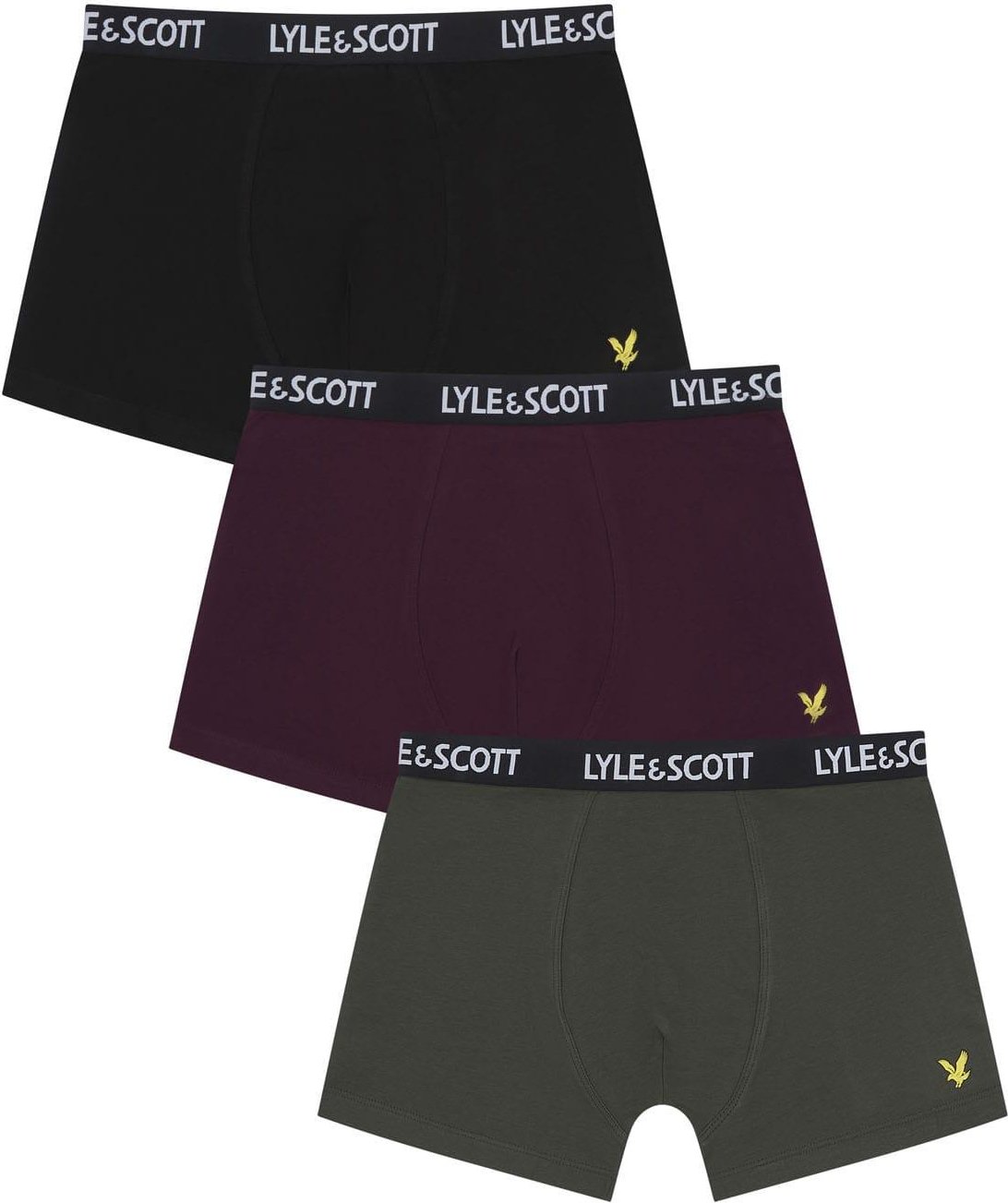 Lyle & Scott - "Core" Boxershorts für Jungen(3er-Pack) (Dunkelgrau/Schwarz/Burgunderrot)
