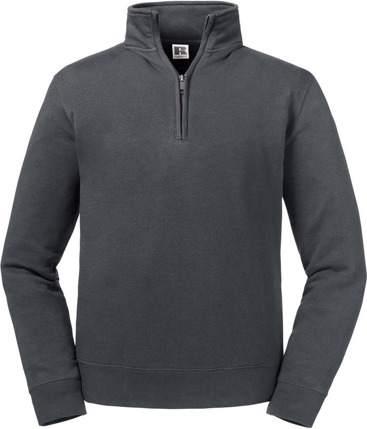 Russell Herren Authentic Zip Neck Sweatshirt (Convoy Grau)