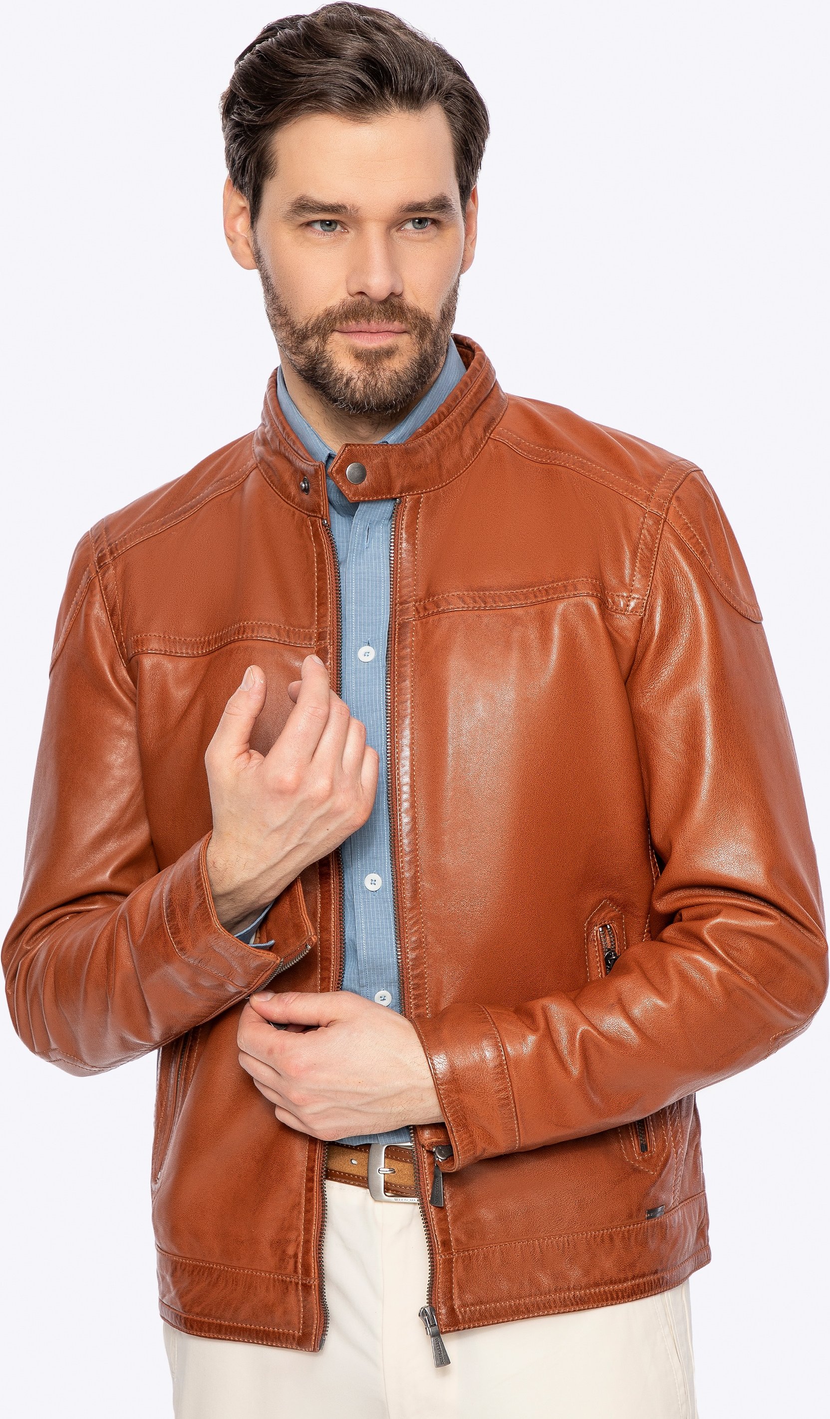 Wittchen Herren-Lammfelljacke, braun, echtes Leder