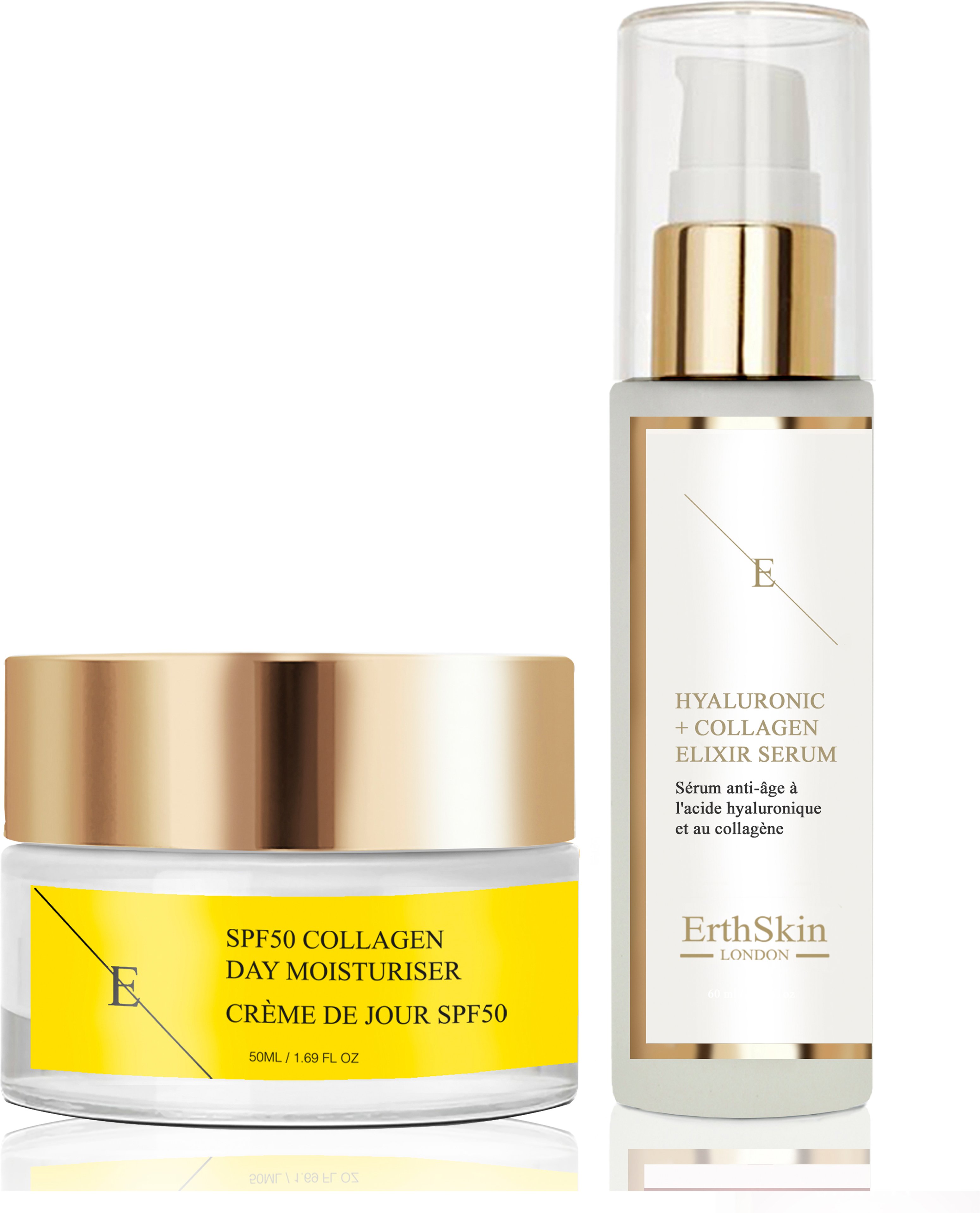 SPF50 KOLLAGEN TAGESCREME 50ML + Hyaluronsäure & Kollagen Serum - 60ml