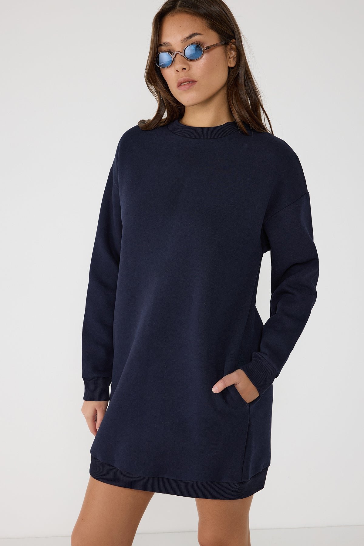 Baumwoll-Sweatshirt-Kleid Tunika