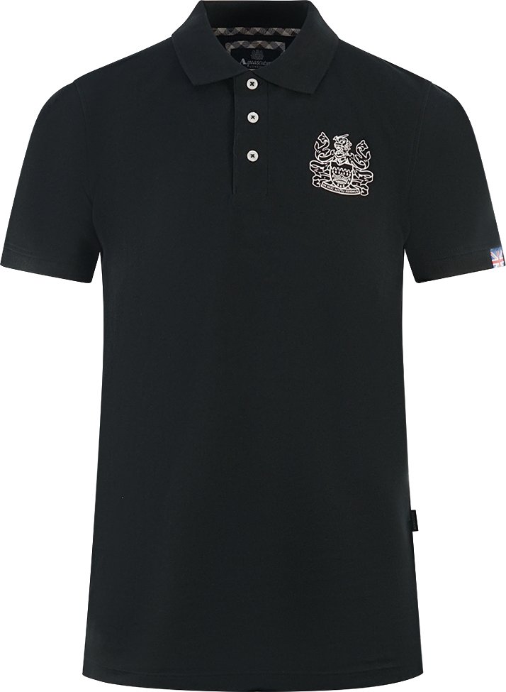 Aquascutum Branded Sleeve Schwarzes Poloshirt